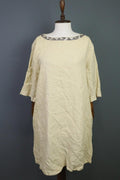 120% LINO Linen 3/4 Sleeve A-Line Lagenlook Blouson Long Dress – Size 48