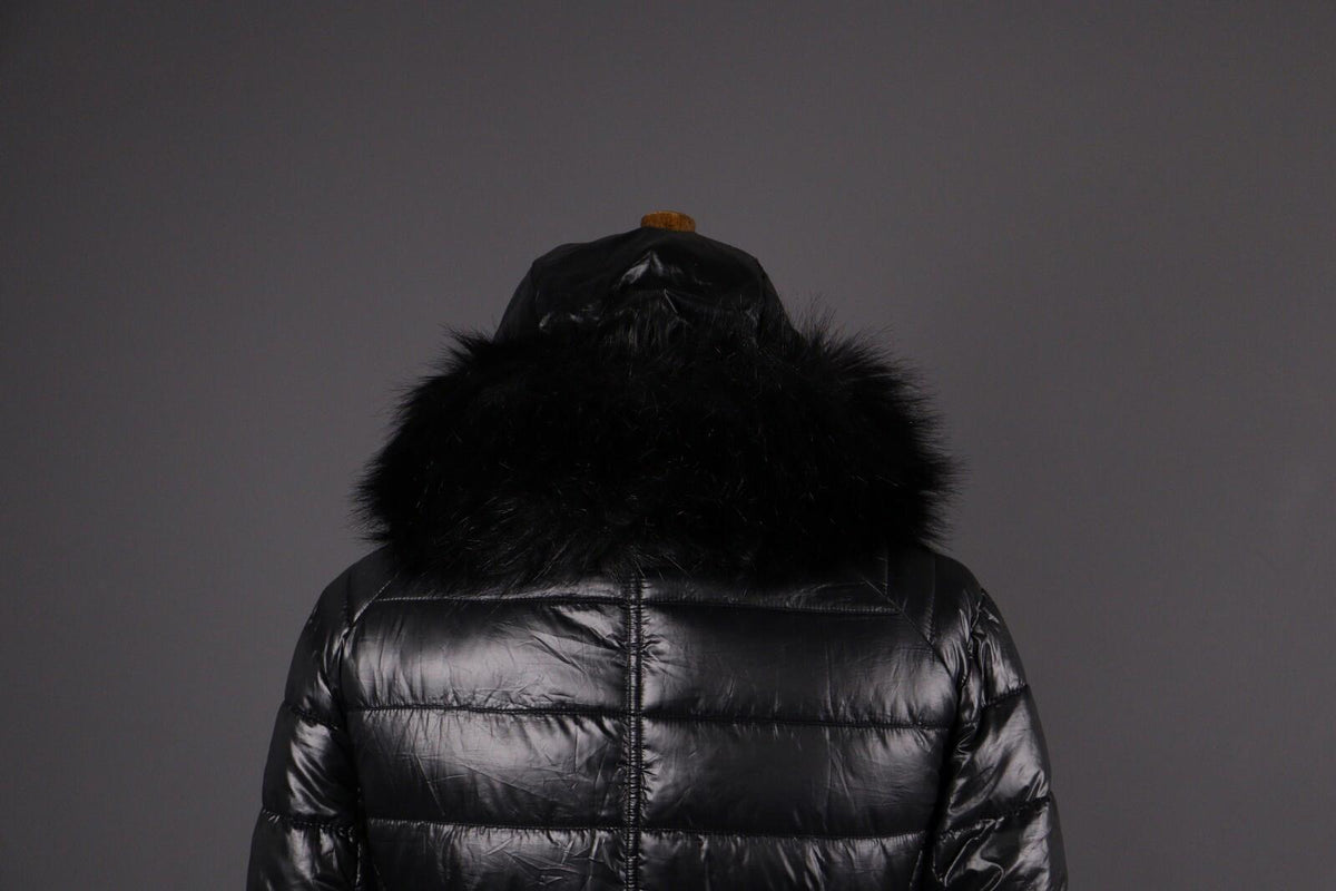 BARBOUR INTERNATIONAL Marleigh Quilt Jacket Belted Hooded Faux Fur – Size 34