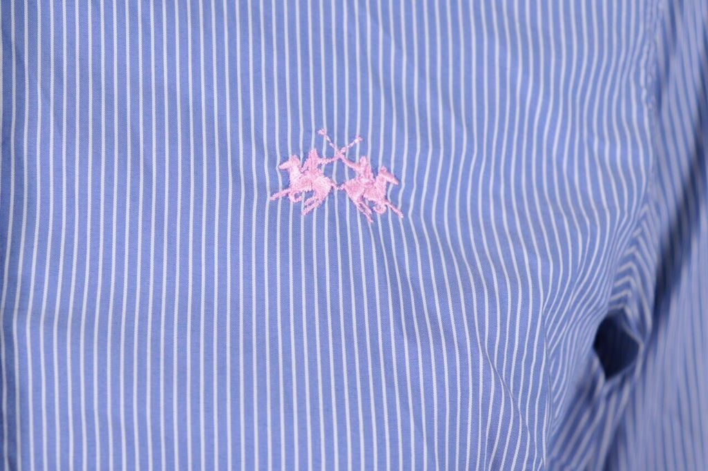 La Martina Blue Pinstripe Long Sleeve Blouse Shirt – Size M – Used