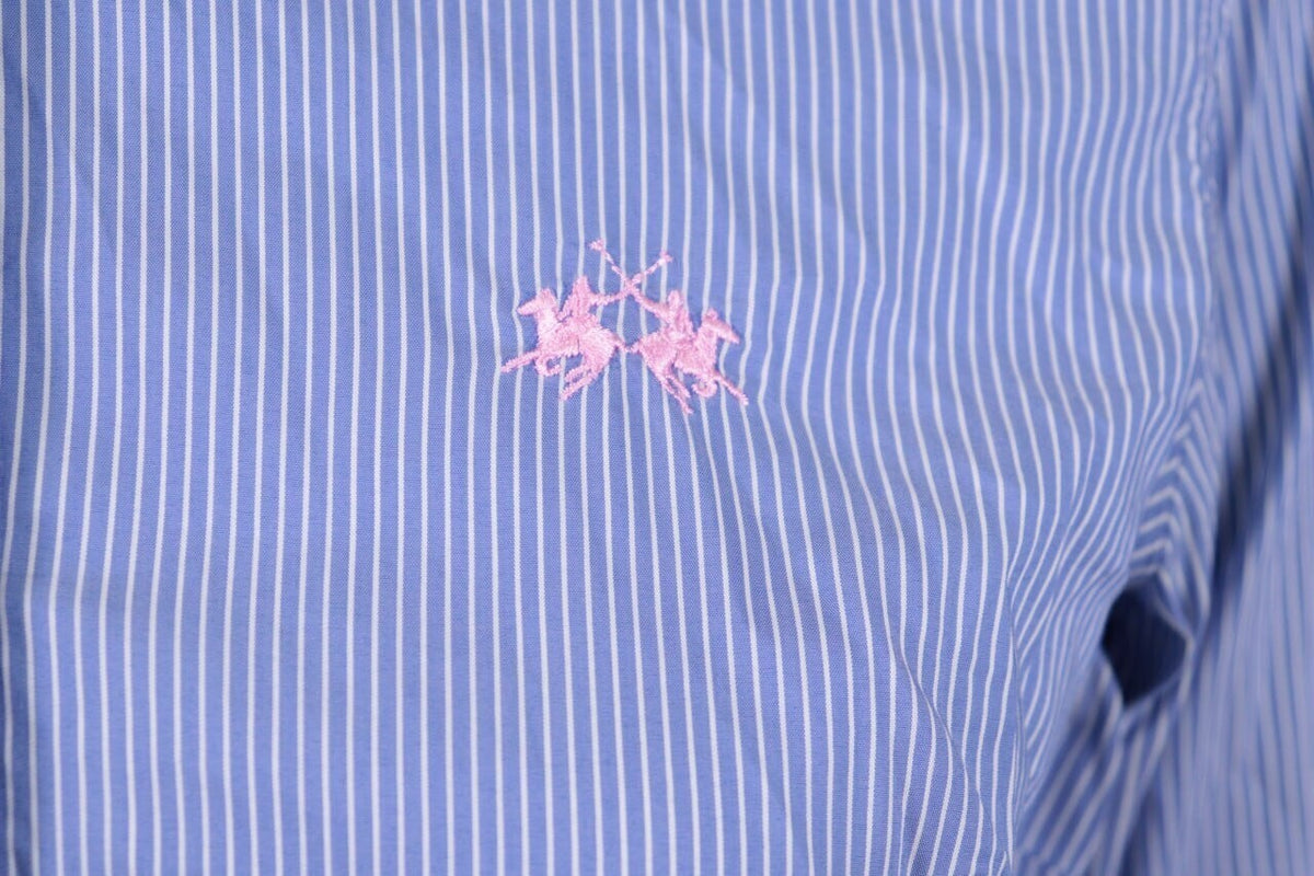 La Martina Blue Pinstripe Long Sleeve Blouse Shirt – Size M – Used
