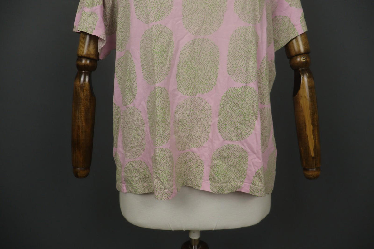 MARIMEKKO Pink Green Polka Dot Short Sleeve Round Neck Pullover Knit Top M/L