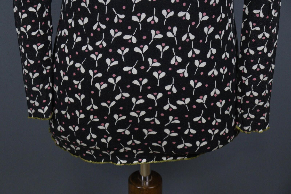 GUDRUN SJODEN Black Geometric Long Sleeve Top Blouse – Size S