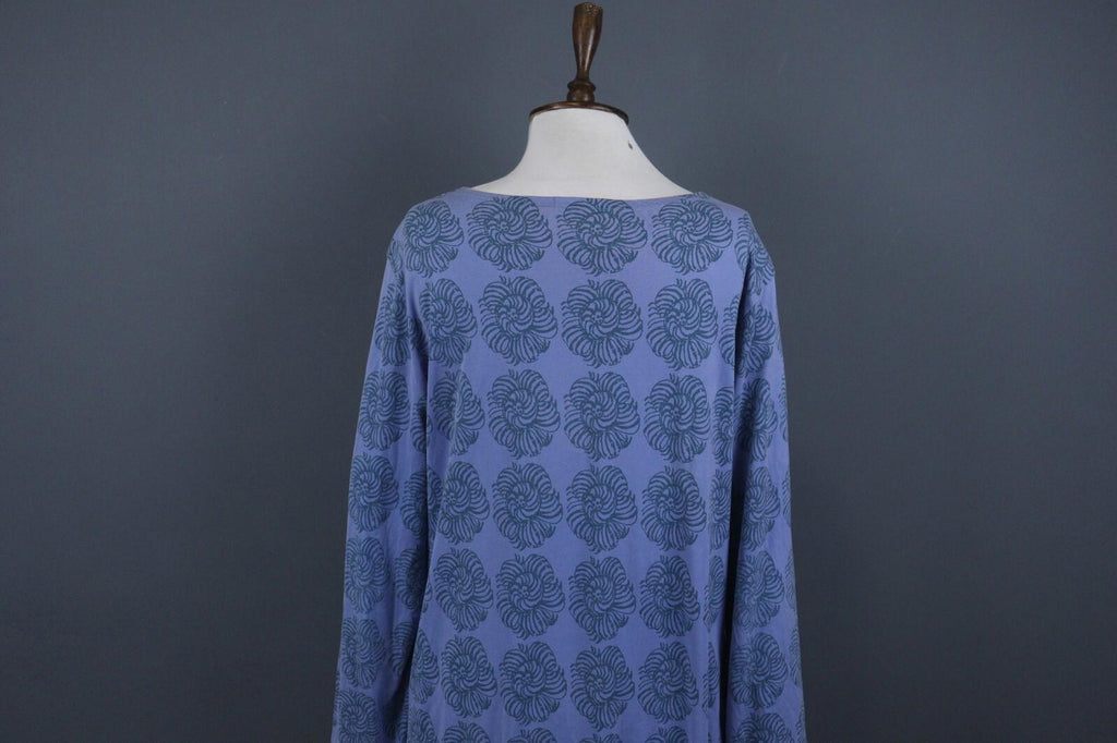 MARIMEKKO Blue Geometric Pattern Long Sleeve Long Maxi Dress – Size XL