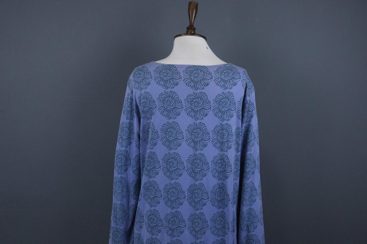 MARIMEKKO Blue Geometric Pattern Long Sleeve Long Maxi Dress – Size XL