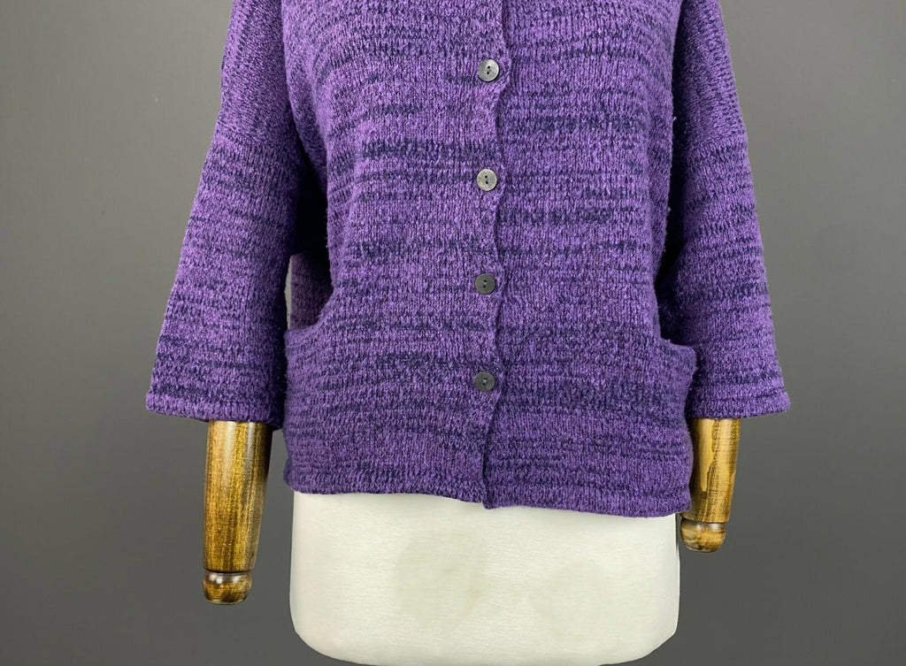 GRIZAS Purple Wool Button Down 3/4 Sleeve Cardigan Sweater – Size M