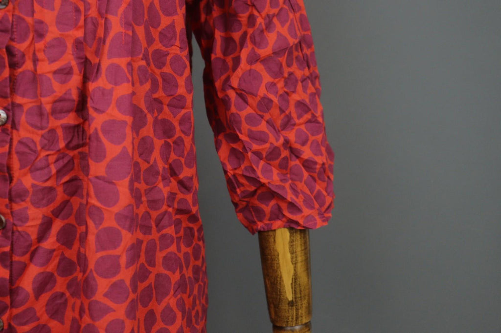 GUDRUN SJODEN Orange Abstract Casual Long Sleeve Button Front Shirt Dress – Size S