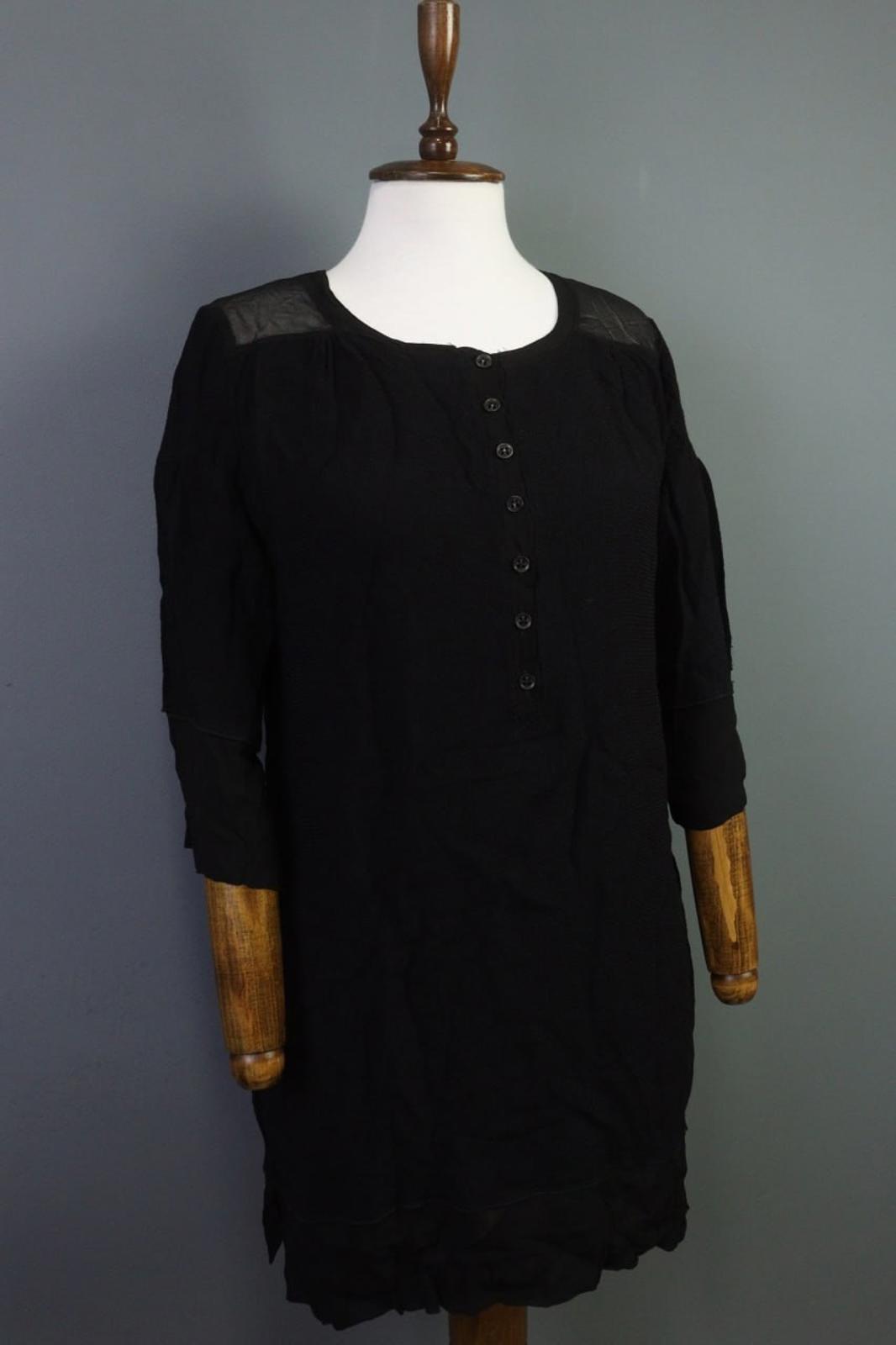 TRANSIT PAR-SUCH Black Viscose Long Sleeve Button Front Shirt Dress – Size 4