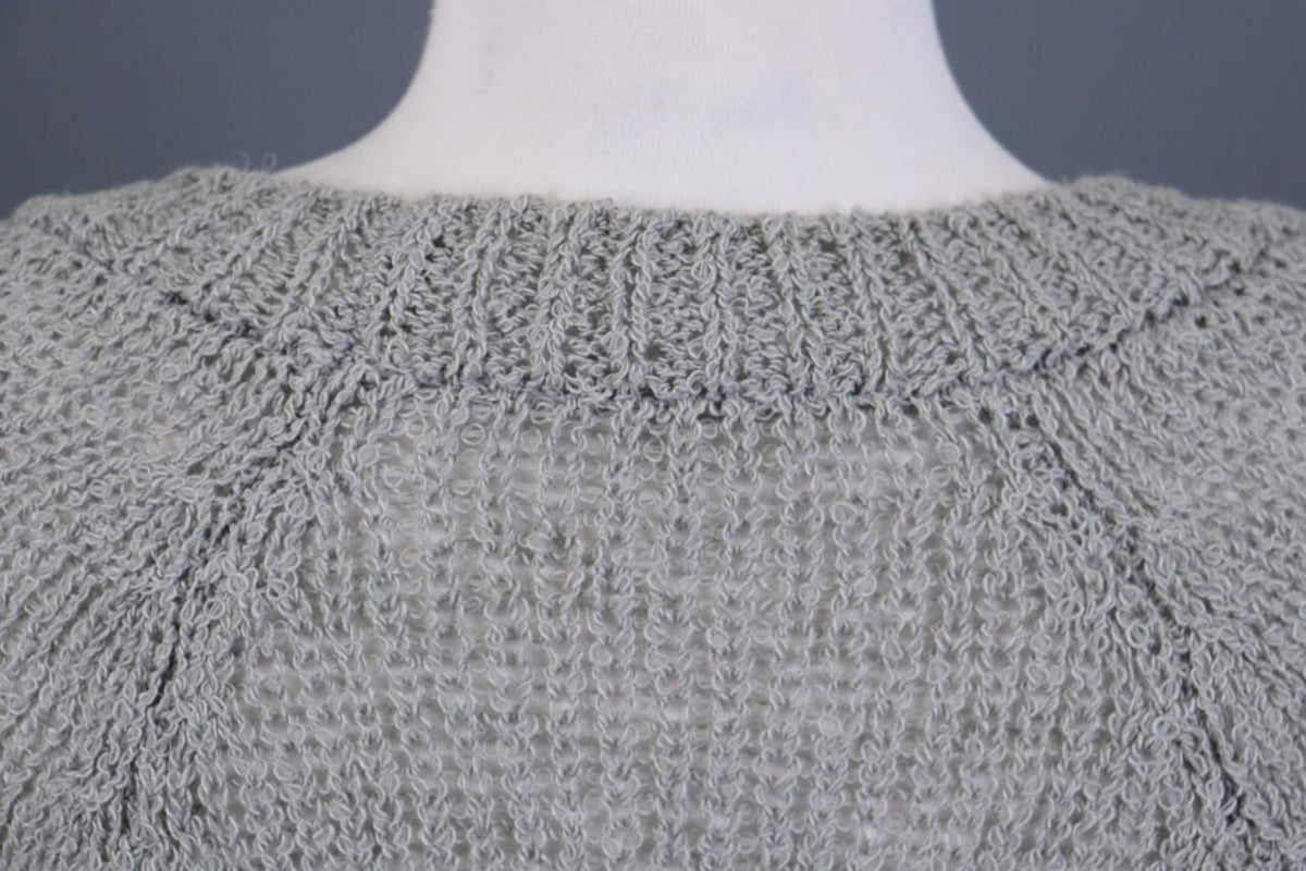 ANNETTE GORTZ Gray Open Knit Hemp Crew Neck Knit Sweater – Size S