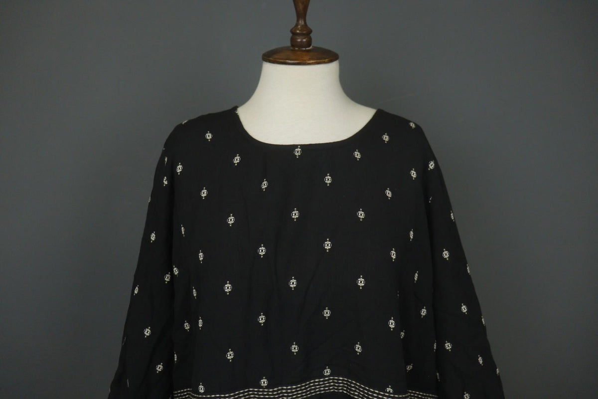 GUDRUN SJODEN Black 100% Organic Cotton Long Sleeve Sheath Dress – Size M/L