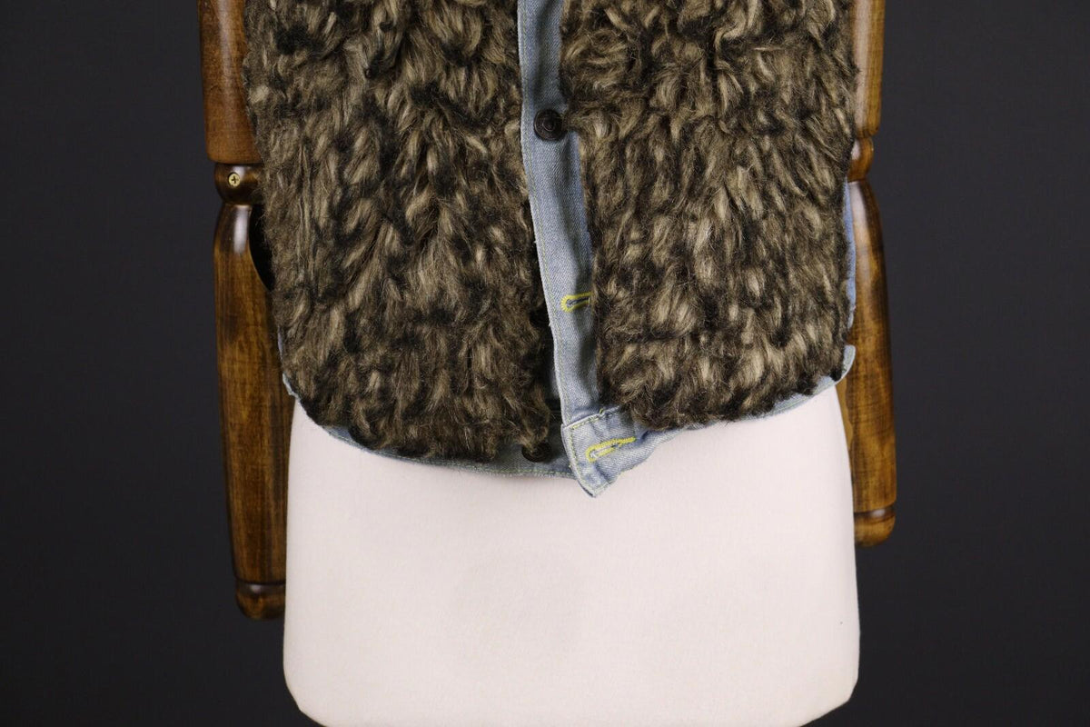 DENIM & SUPPLY RALPH LAUREN Blue Denim Faux Fur Vest Gilet – Size S