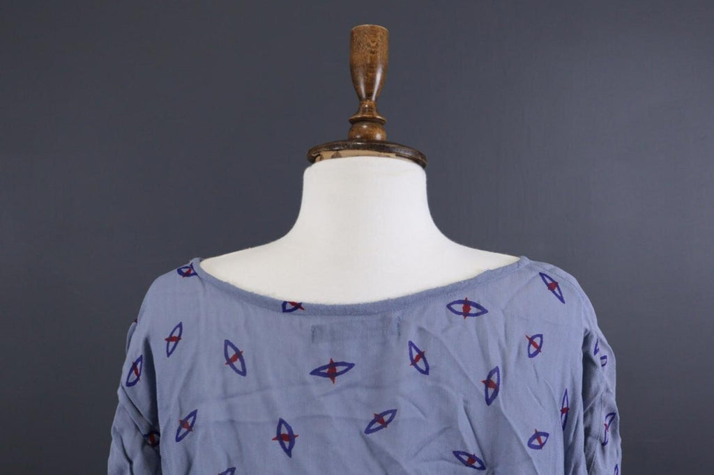 GUDRUN SJODEN Blue Designer Sleeveless Lagenlook Relaxed Tunic Top – Size L/XL