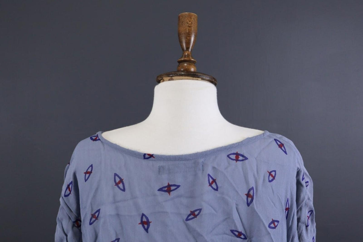 GUDRUN SJODEN Blue Designer Sleeveless Lagenlook Relaxed Tunic Top – Size L/XL