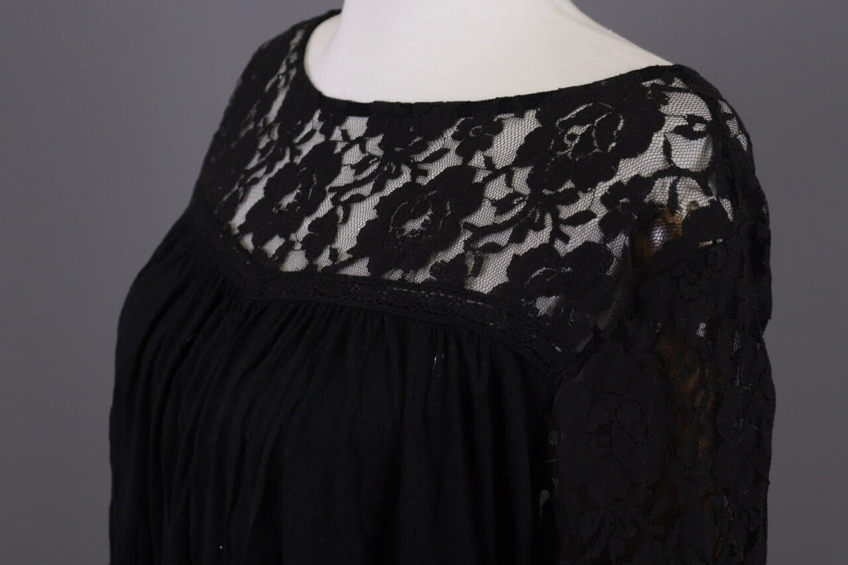 Denim & Supply Ralph Lauren Black Mesh Floral Blouse Top – Size XL