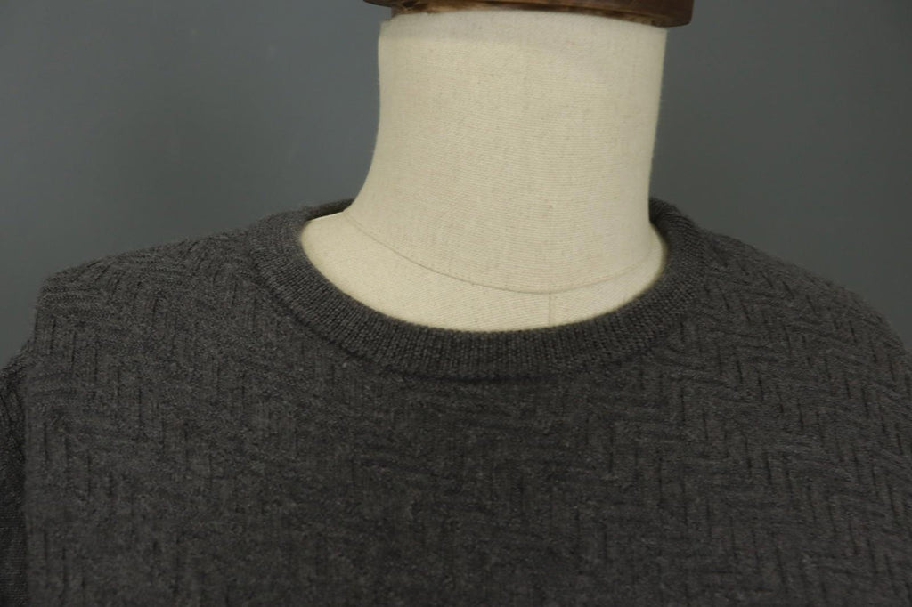 ROBERTO CAVALLI Gray Wool Knitted Raglan Sleeve Crew Neck Pullover Sweater Sz M