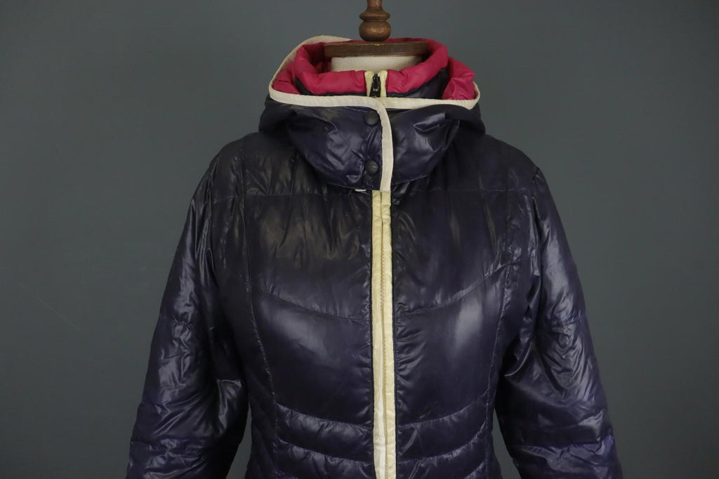 KJUS Purple Long Sleeve Mock Neck Zip Pocket Full Zip Hooded Puffer Jacket Sz S