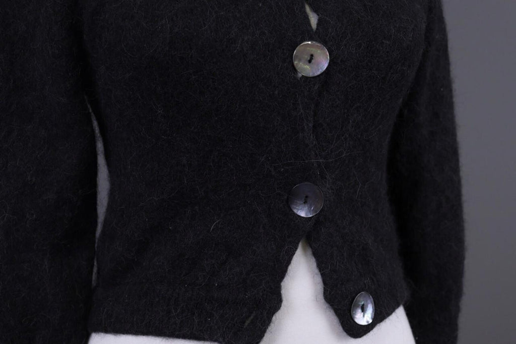 GUDRUN SJODEN Gray Alpaca Wool Knit Cropped Cardigan Sweater – Size S