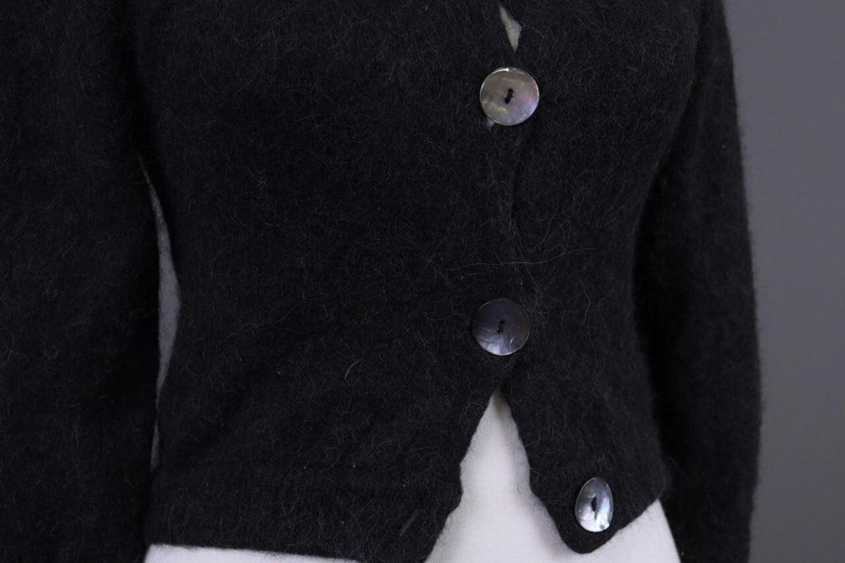 GUDRUN SJODEN Gray Alpaca Wool Knit Cropped Cardigan Sweater – Size S