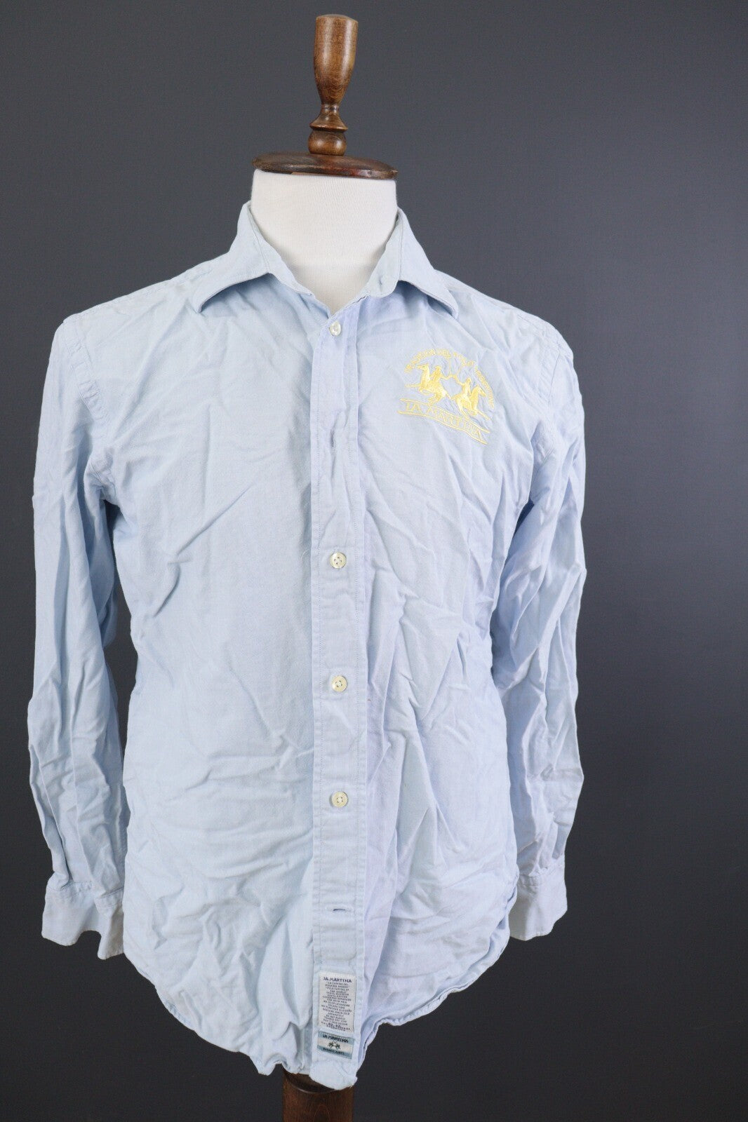 La Martina Buenos Aires Blue Solid Long Sleeve Dress Shirt – Size XL 43