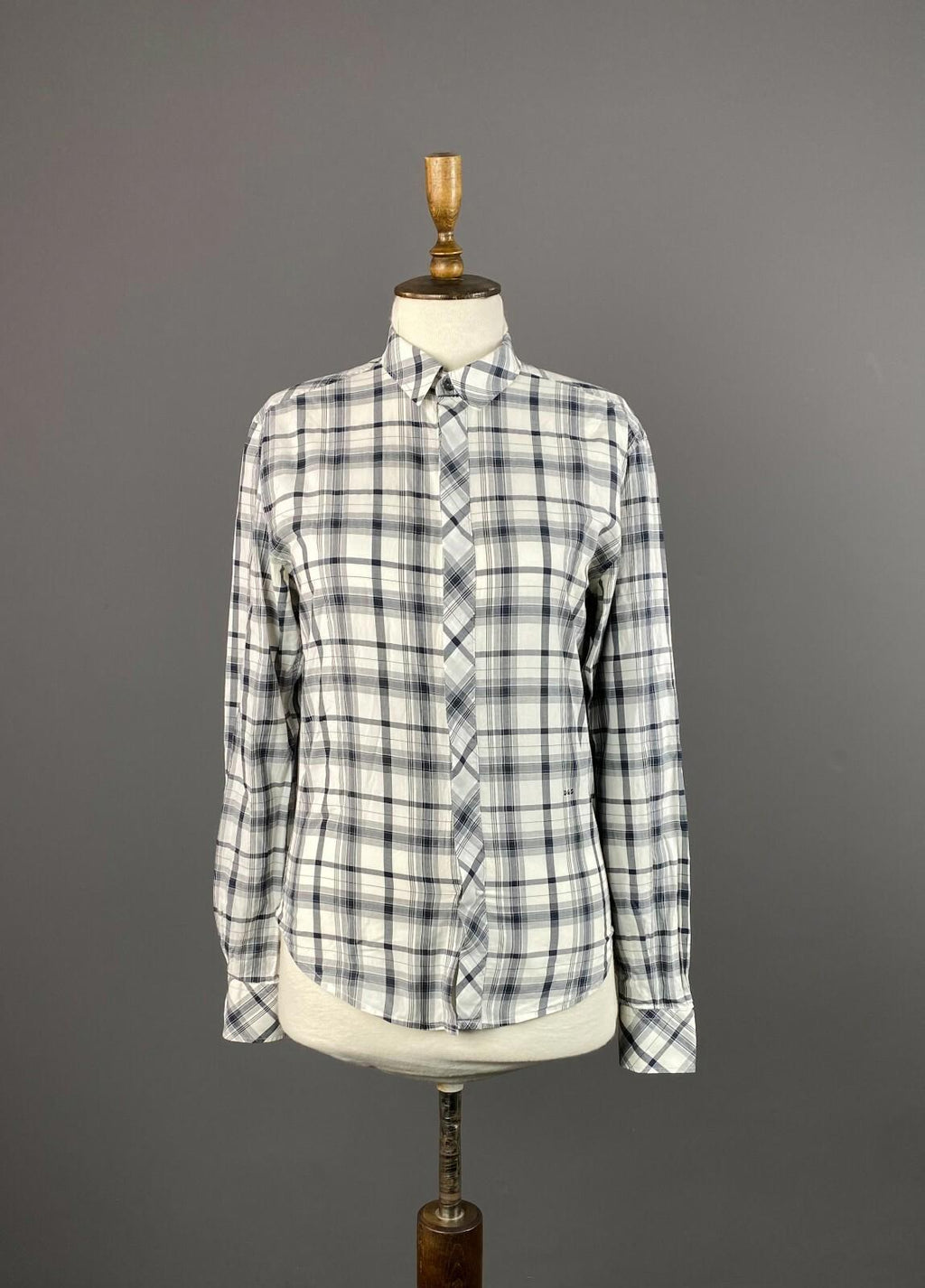 DOLCE&GABBANA White Check Button Up Long Sleeve Shirt – Women's S