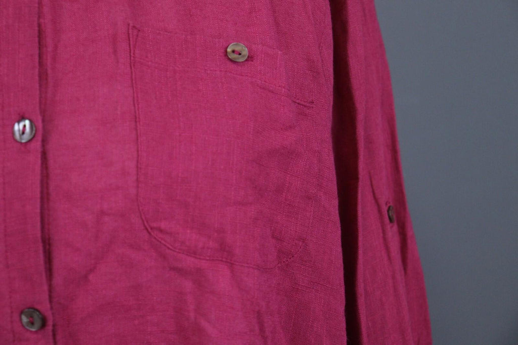 GUDRUN SJODEN Red Long Sleeve Button Front Shirt Dress – Size M