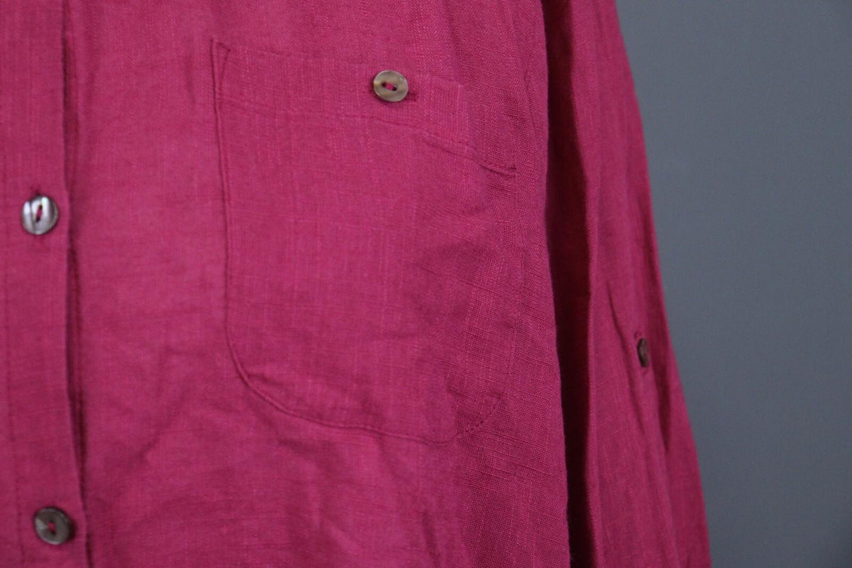 GUDRUN SJODEN Red Long Sleeve Button Front Shirt Dress – Size M