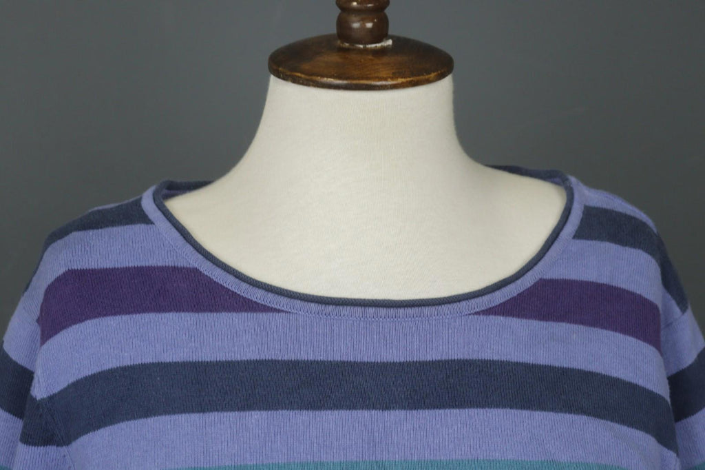 GUDRUN SJODEN Multi Striped 100% Cotton Long Sleeve Round Neck Mini Dress – Size M