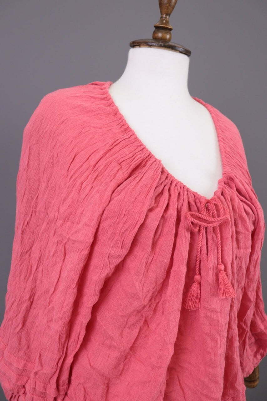 Denim & Supply Ralph Lauren Pink 3/4 Sleeve Drawstring Blouse Top Shirt – Size M