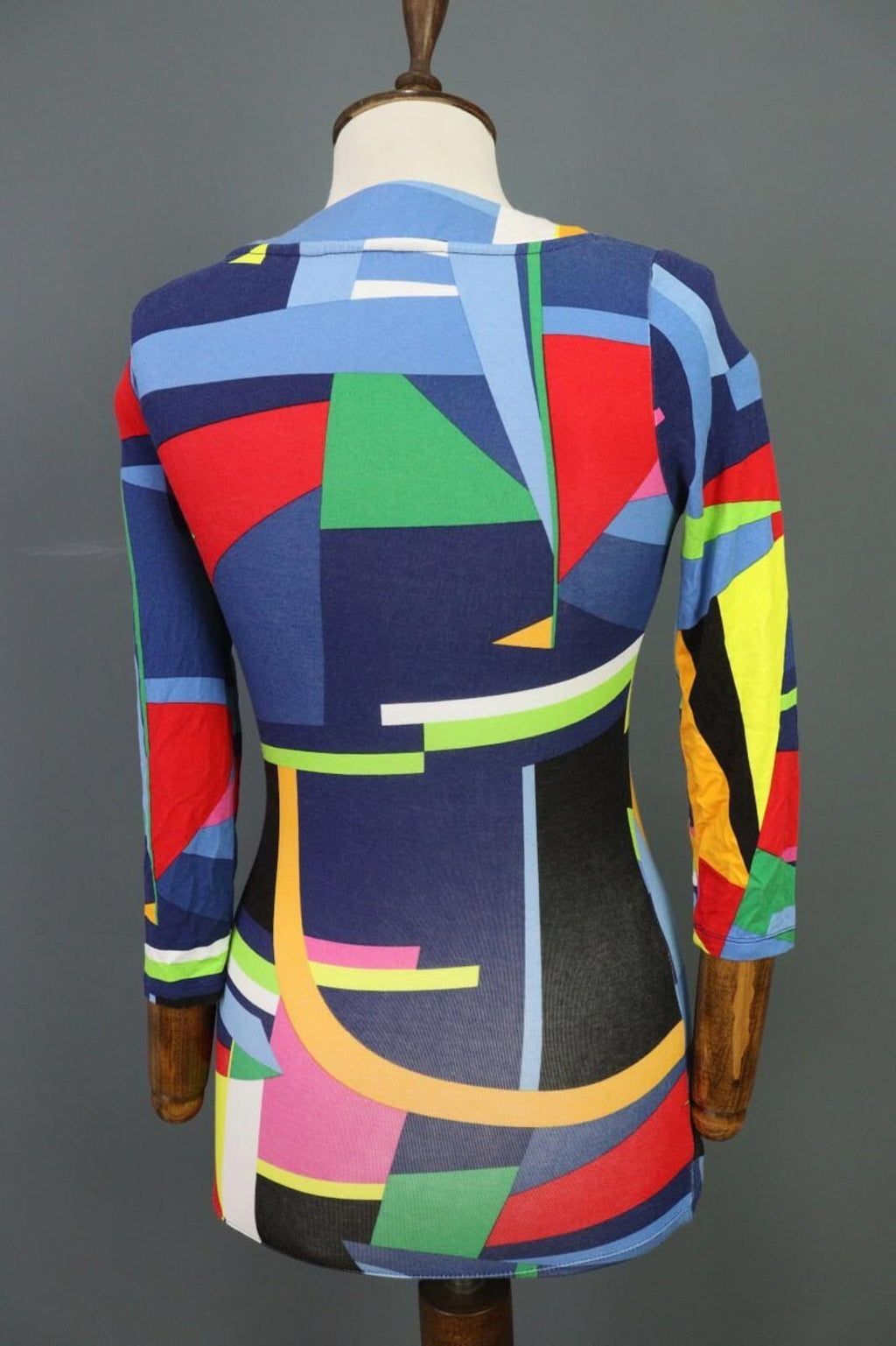 RALPH LAUREN BLACK LABEL Multicolro Colorful 3/4 Sleeve Stretch Blouse Top