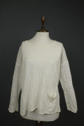 GUDRUN SJODEN White Linen Long Sleeve Round Neck Knit Pullover Sweater – Size M