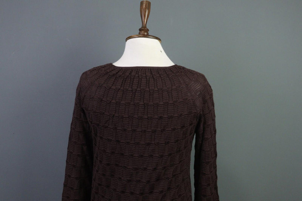 MISSONI Brown Wool Knit A-Line Stretch Sweater Knee Length Dress