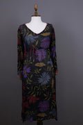 GUDRUN SJODEN Floral Mesh Drawstring Long Sleeve Shift Midi Dress – Size S