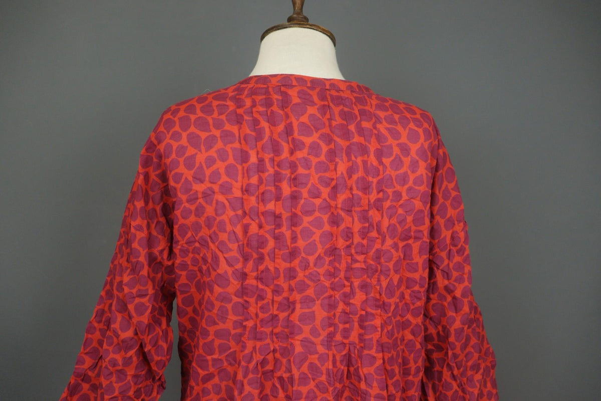 GUDRUN SJODEN Orange Abstract Casual Long Sleeve Button Front Shirt Dress – Size S