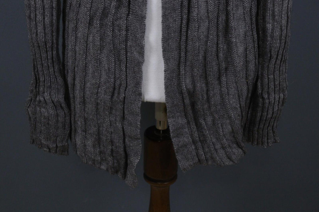 SARAH PACINI Gray Lagenlook Tight Knit Button Front Cardigan Sweater