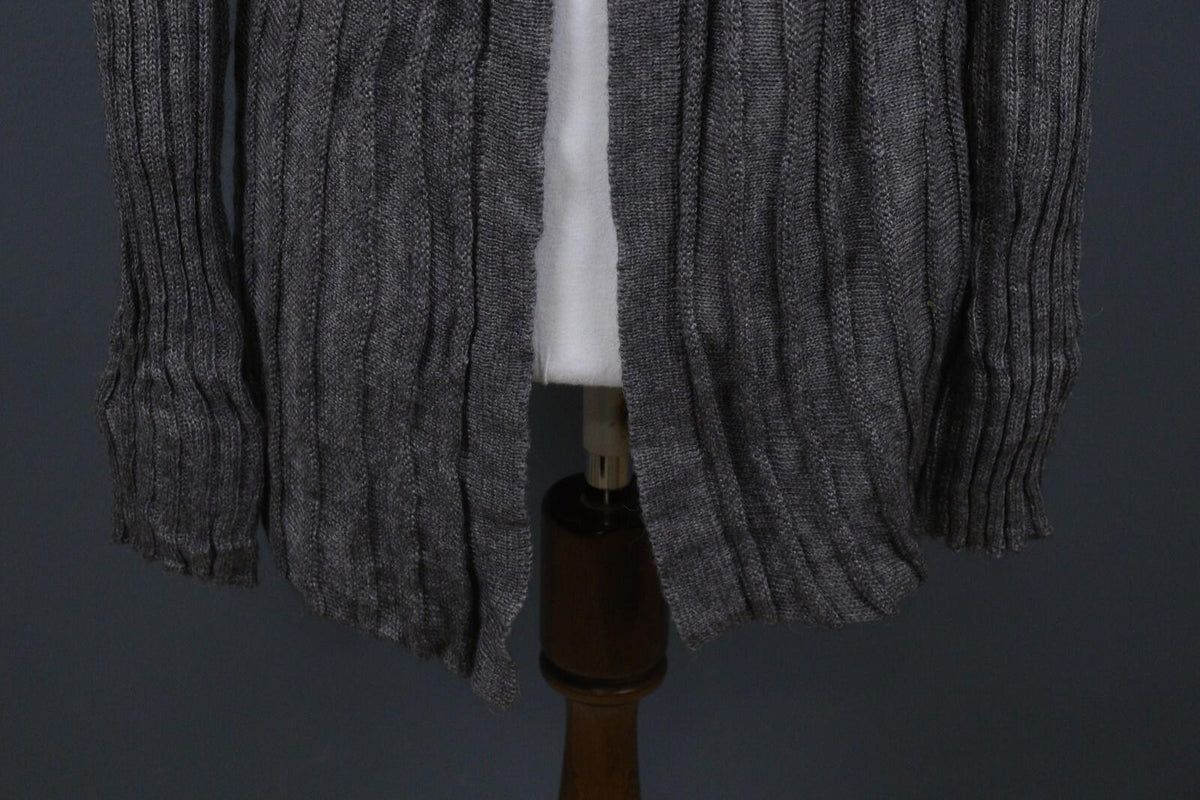 SARAH PACINI Gray Lagenlook Tight Knit Button Front Cardigan Sweater