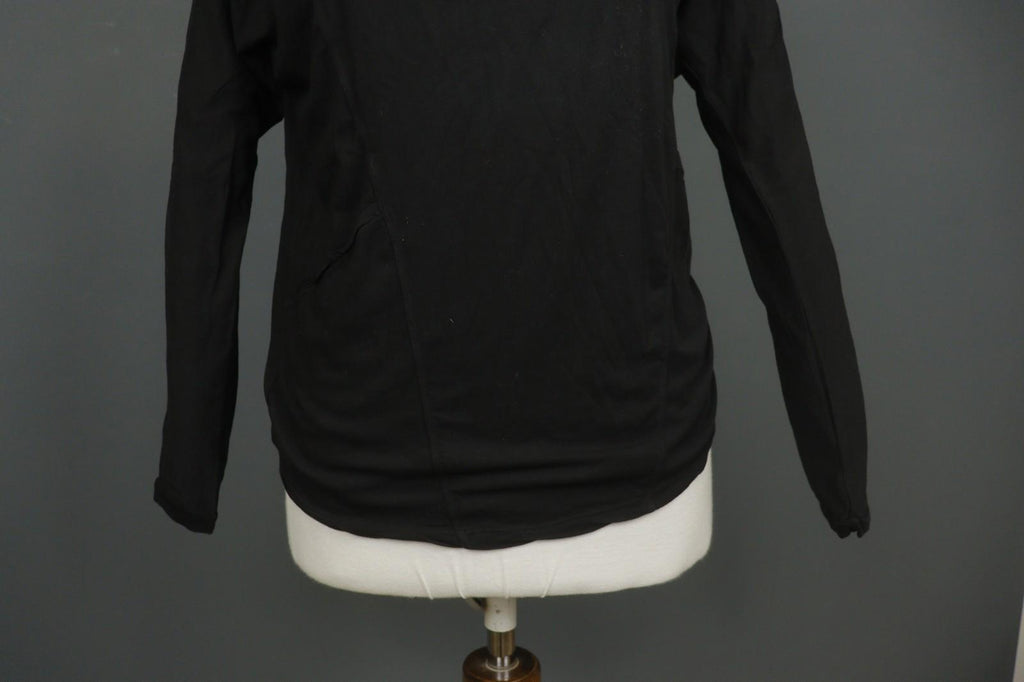HUMANOID Blouse Top Slim Fit Stretch Black Cotton Round Neck Pullover – Size M
