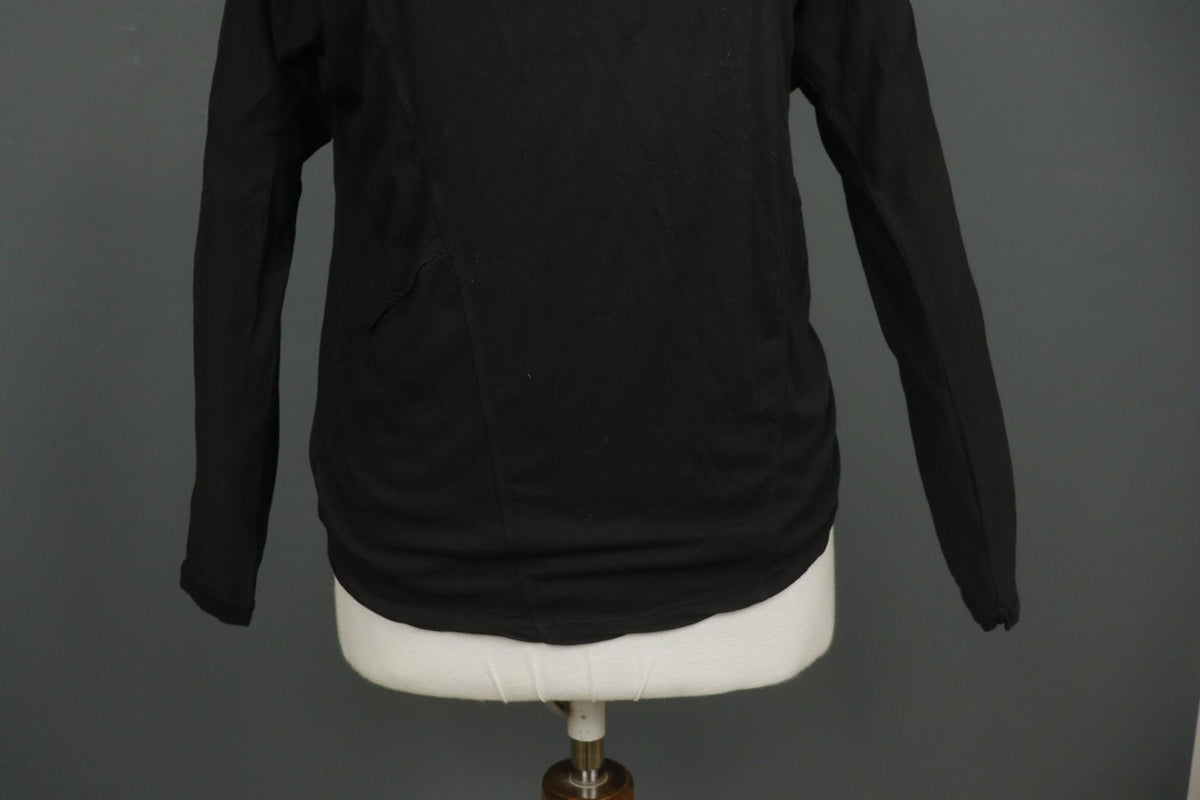 HUMANOID Blouse Top Slim Fit Stretch Black Cotton Round Neck Pullover – Size M