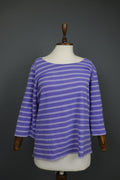GUDRUN SJODEN Multi Stripe Cotton Long Sleeve Round Neck Pullover Tunic Top Sz L
