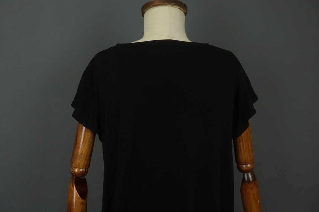 GUDRUN SJODEN Black Lyocell Short Sleeve Round Neck Pullover Blouse Top – Size L