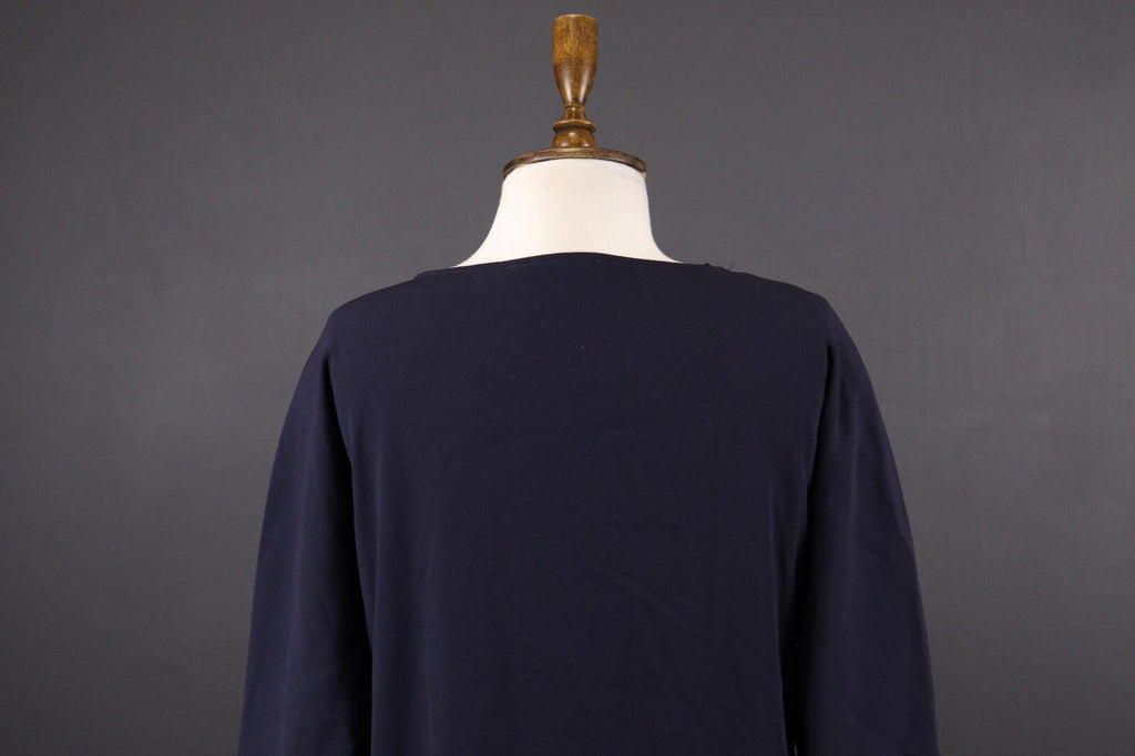 LAUREL by ESCADA Blue Long Sleeve Relaxed Blouson Midi Dress – Size USA 8