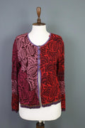 GUDRUN SJODEN Multicolor Printed Long Sleeve Button Front Cardigan Sweater Sz M