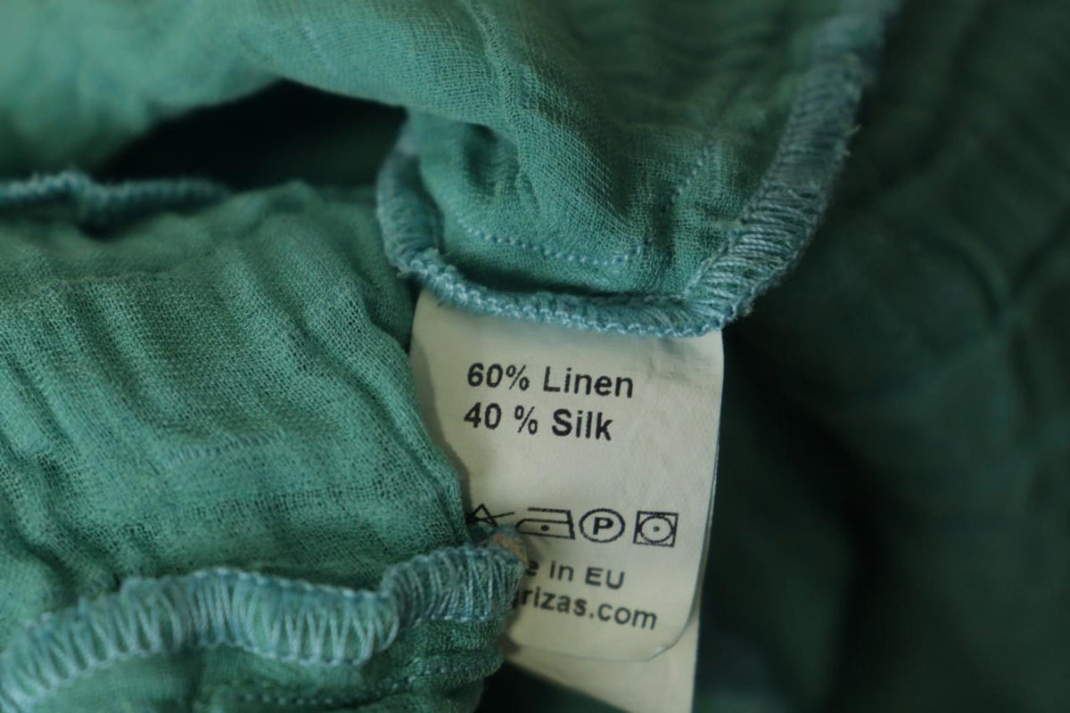 GRIZAS Green Linen Short Sleeve Crew Neck Seersucker Pullover Blouse Top – Size XL