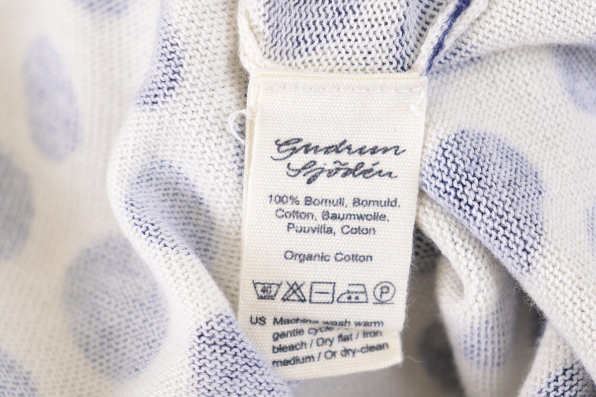 Gudrun Sjoden White Polka Dot Long Sleeve Knit Cardigan Sweater – Size L