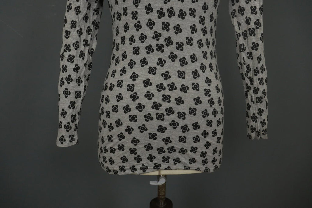 GUDRUN SJODEN Gray & Black Floral Modal Long Sleeve Crew Neck Blouse Top – Size S
