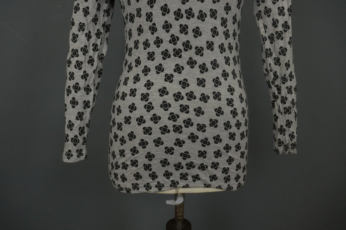 GUDRUN SJODEN Gray & Black Floral Modal Long Sleeve Crew Neck Blouse Top – Size S