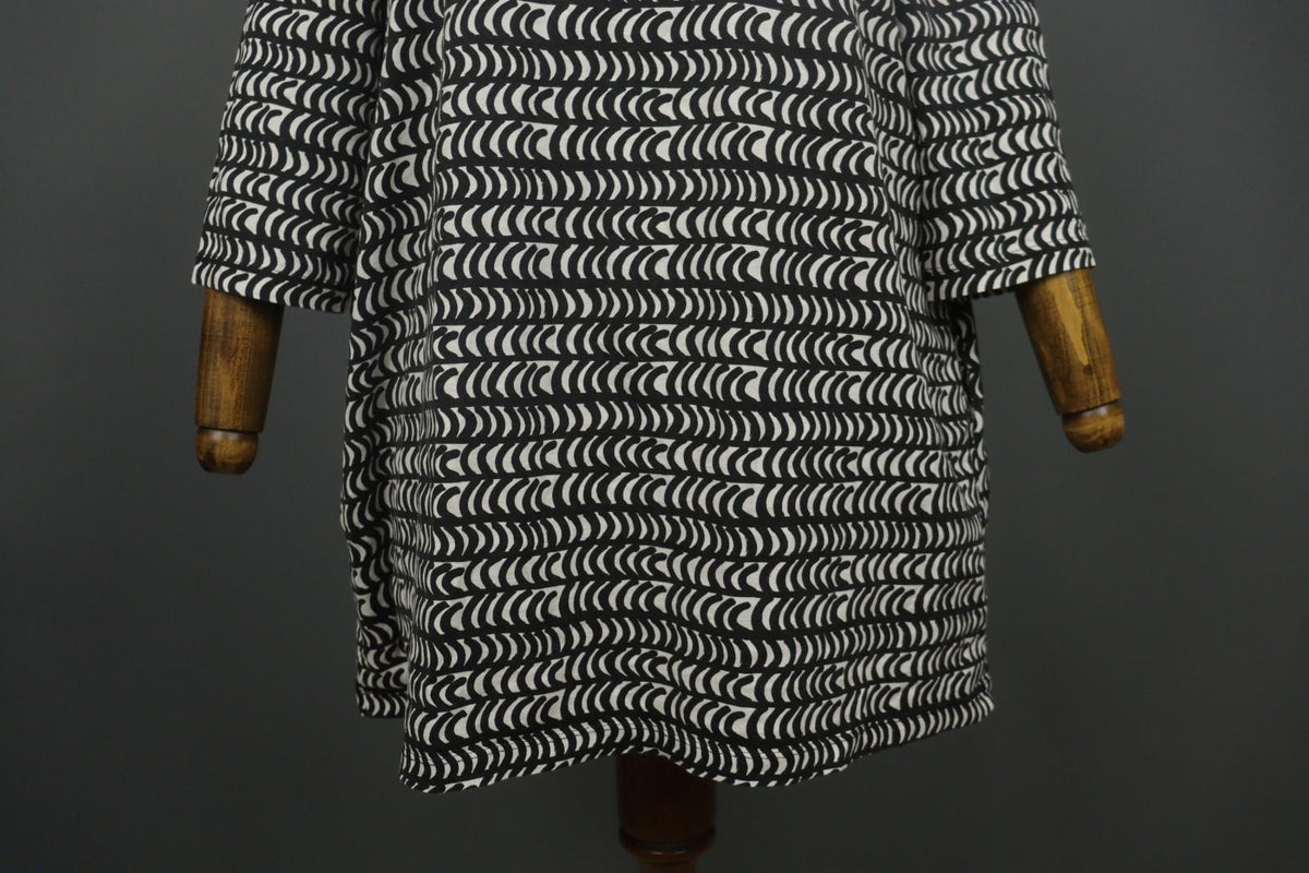 MARIMEKKO PERETTA SESLONKI Black White Geometric Round Neck Tunic Dress S/M
