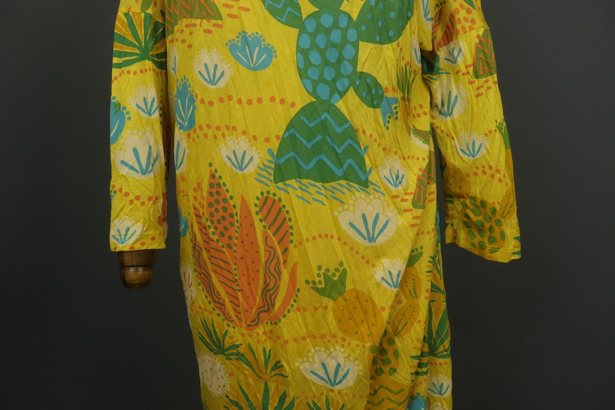 GUDRUN SJODEN Multicolor Floral 100% Modal Round Neck Pullover Shift Dress Sz M