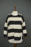 GUDRUN SJODEN White Black Striped 100% Cotton Tight Knit Pullover Sweater – Size S