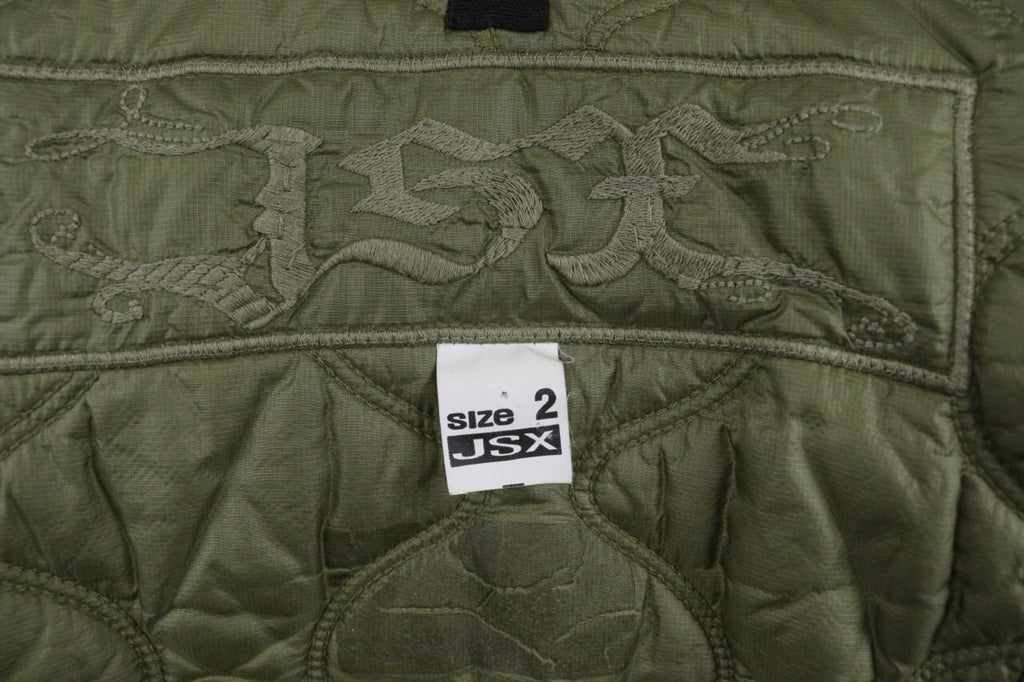 JET SET Green Nylon Long Sleeve Full Zip Snap Button Cuff Quilted Jacket – Size 2