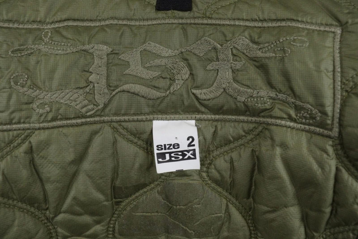 JET SET Green Nylon Long Sleeve Full Zip Snap Button Cuff Quilted Jacket – Size 2