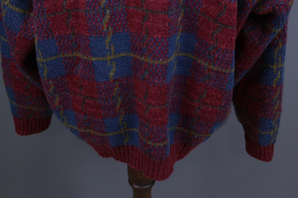 MISSONI UOMO Multicolor Check V-Neck Wool Knit Button Cardigan Sweater – Size 50